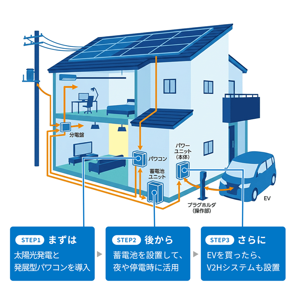 V2Hシステム設置までのステップ